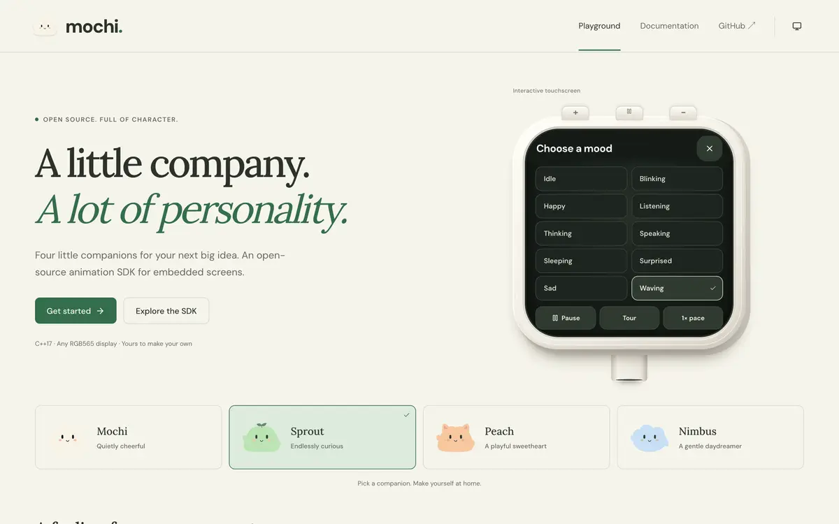 The device screen listing the ten moods