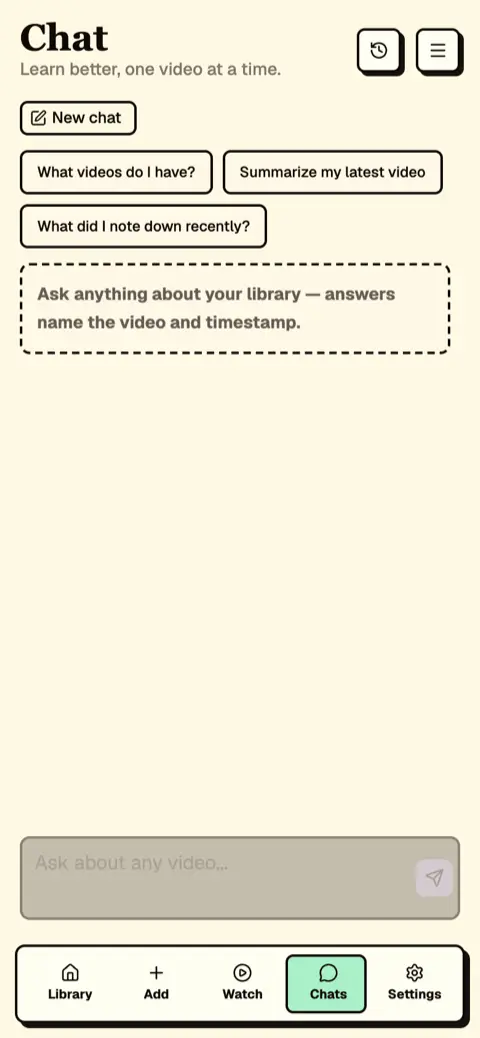 Vidura transcript-grounded chat interface